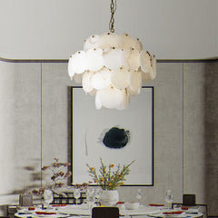 ALabaster Magnolia Multi-Tier Round Chandelier