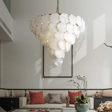 ALabaster Magnolia Multi-Tier Round Chandelier