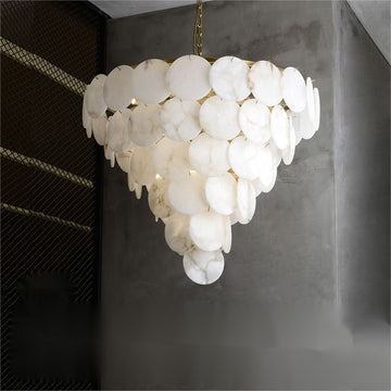 ALabaster Magnolia Multi-Tier Round Chandelier