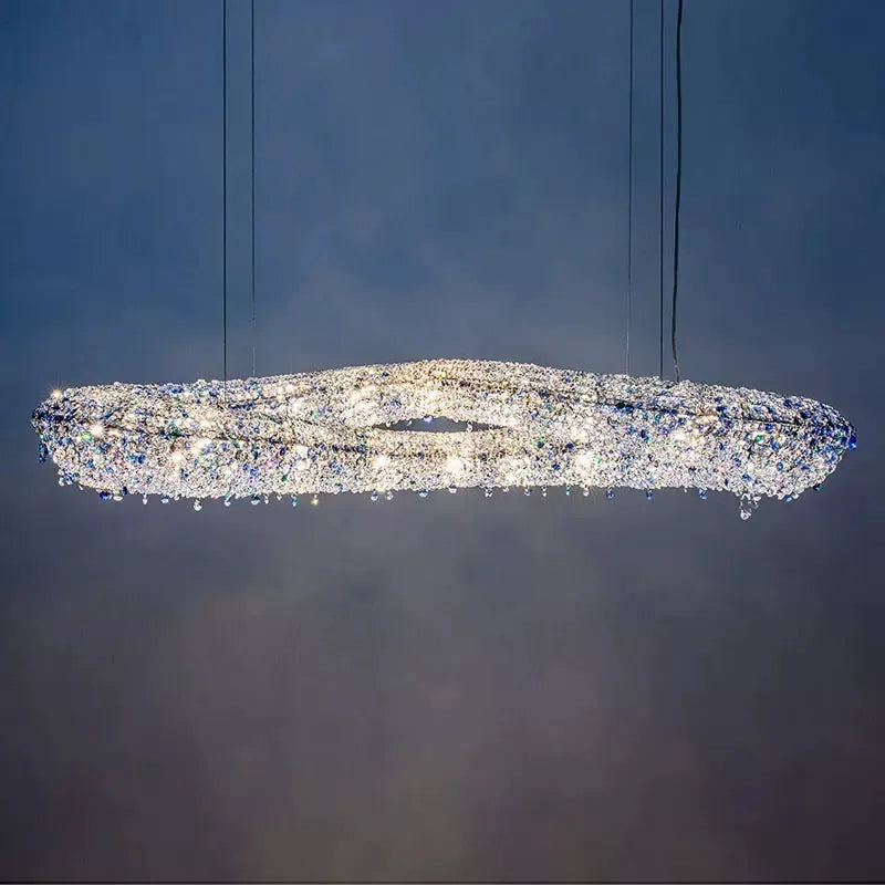 Sira Shaped Infinity Crystal Chandelier for Living/Dining Room