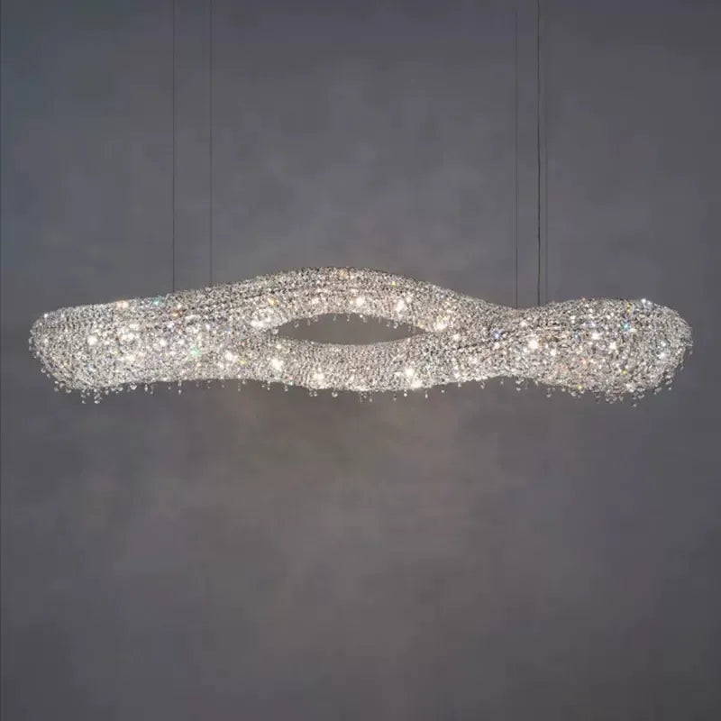 Sira Shaped Infinity Crystal Chandelier for Living/Dining Room