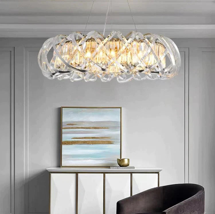 Art Crossed Shell Transparent Crystal Chandelier Suit for Dining/Living Room