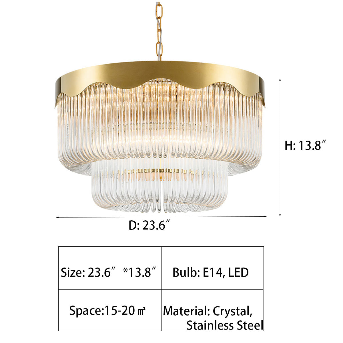 Italian Light Luxury Double-layered U-tube Round Suction&Suspension Pendant for Living/Dining Room