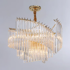 Spiral Tiers Glass Chandelier for Living Room/Dining Room/Entryway