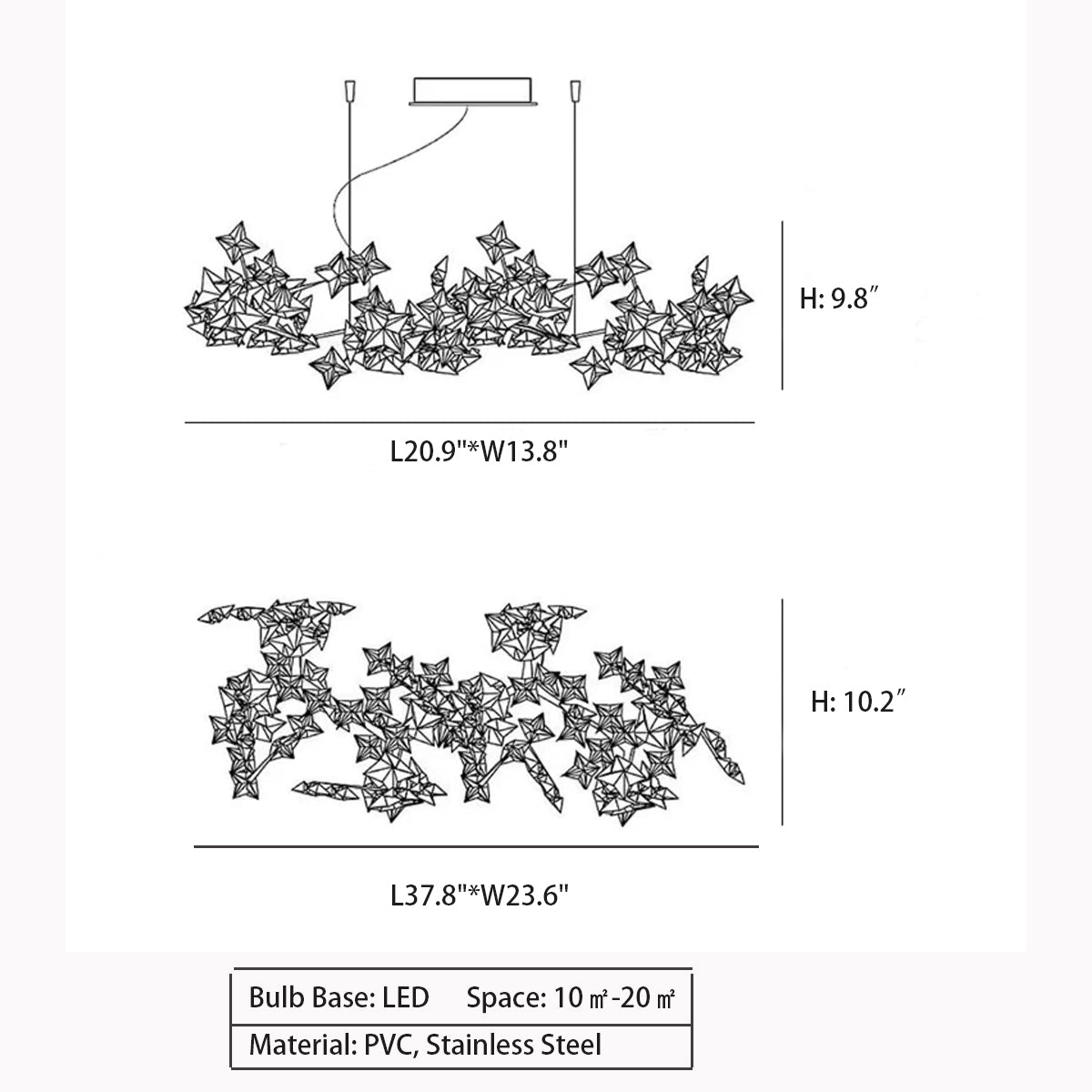 Italian Art Star Cluster Suspension Pendant Chandelier for Kitchen Island/Living/Dining Room