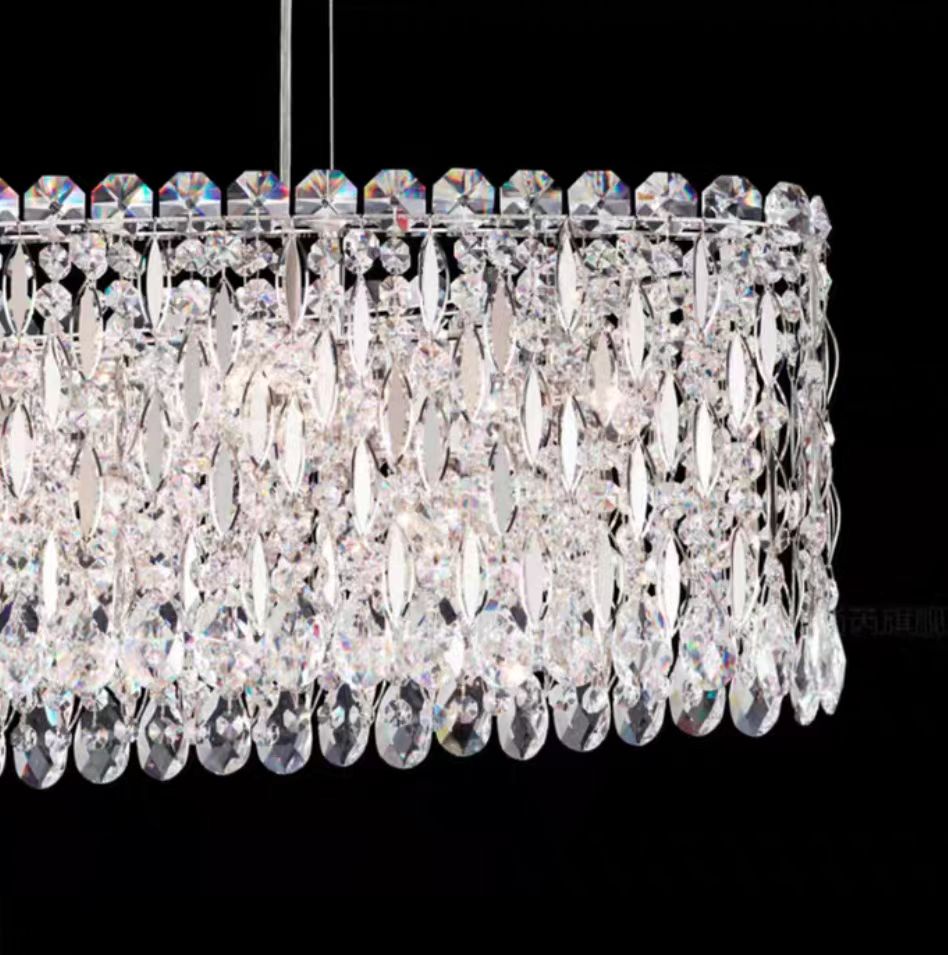 Extra Large Modern Fashion Oval Crystal Pendant Chandelier for Dining Room/Kitchen Island