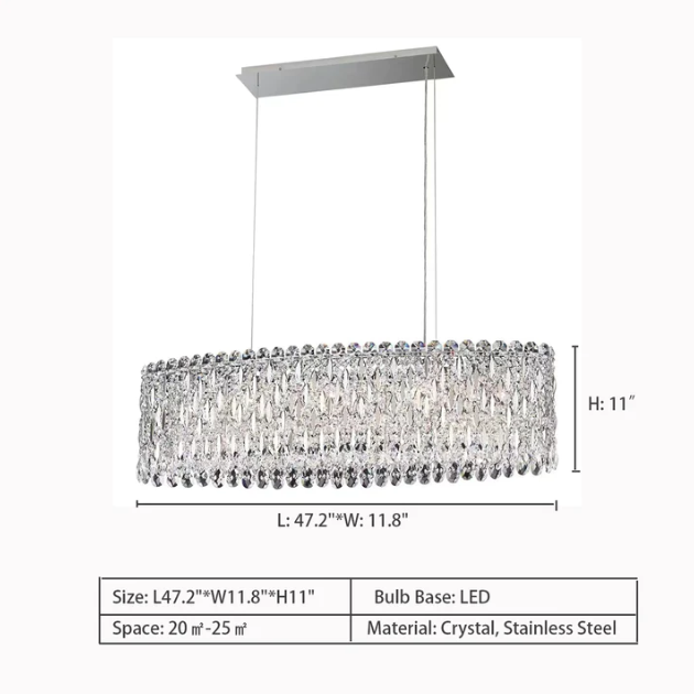 Extra Large Modern Fashion Oval Crystal Pendant Chandelier for Dining Room/Kitchen Island