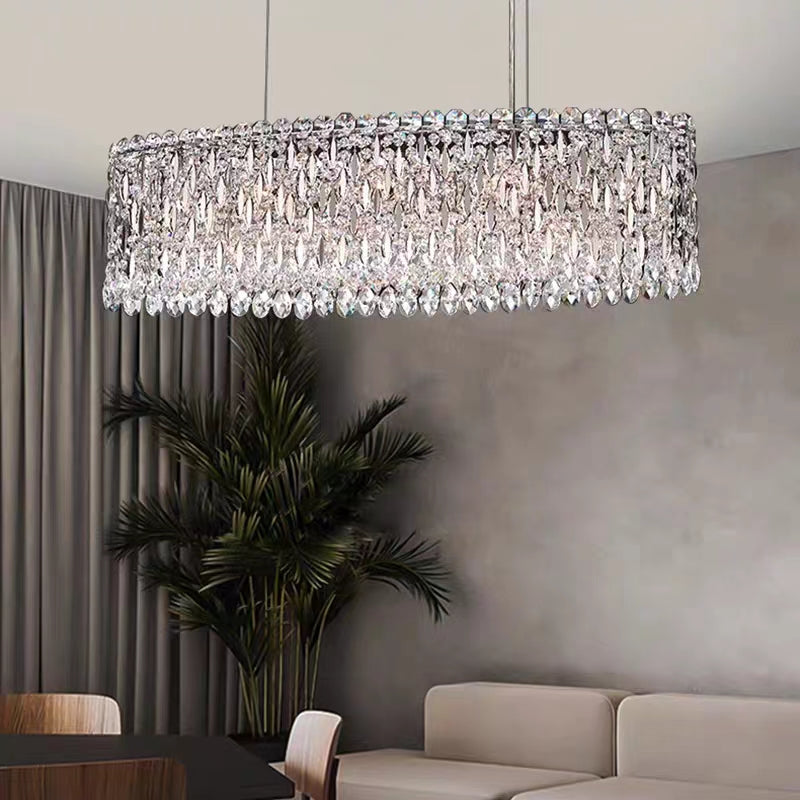 Extra Large Modern Fashion Oval Crystal Pendant Chandelier for Dining Room/Kitchen Island