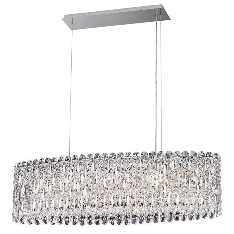 Extra Large Modern Fashion Oval Crystal Pendant Chandelier for Dining Room/Kitchen Island