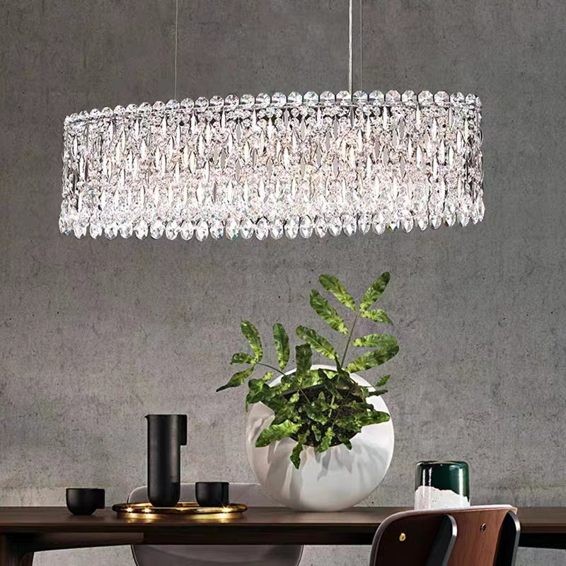 Extra Large Modern Fashion Oval Crystal Pendant Chandelier for Dining Room/Kitchen Island