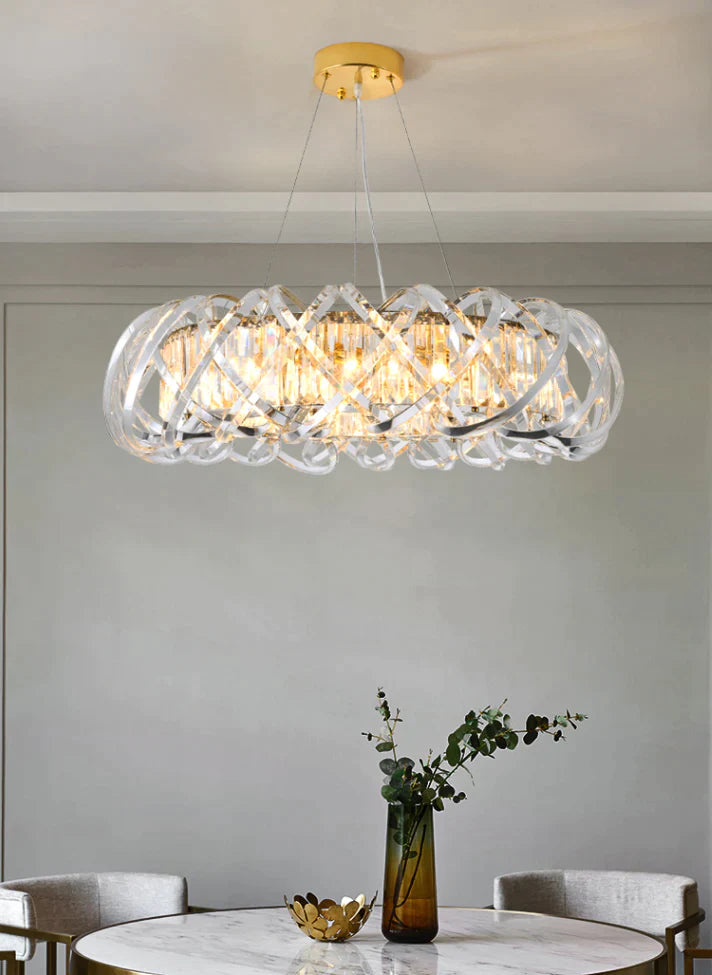 Art Crossed Shell Transparent Crystal Chandelier Suit for Dining/Living Room