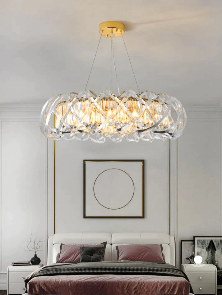 Art Crossed Shell Transparent Crystal Chandelier Suit for Dining/Living Room