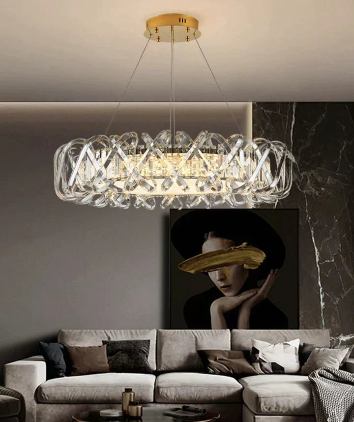 Art Crossed Shell Transparent Crystal Chandelier Suit for Dining/Living Room