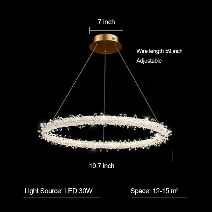 Halo 3-Ring Crystal Round Chandelier