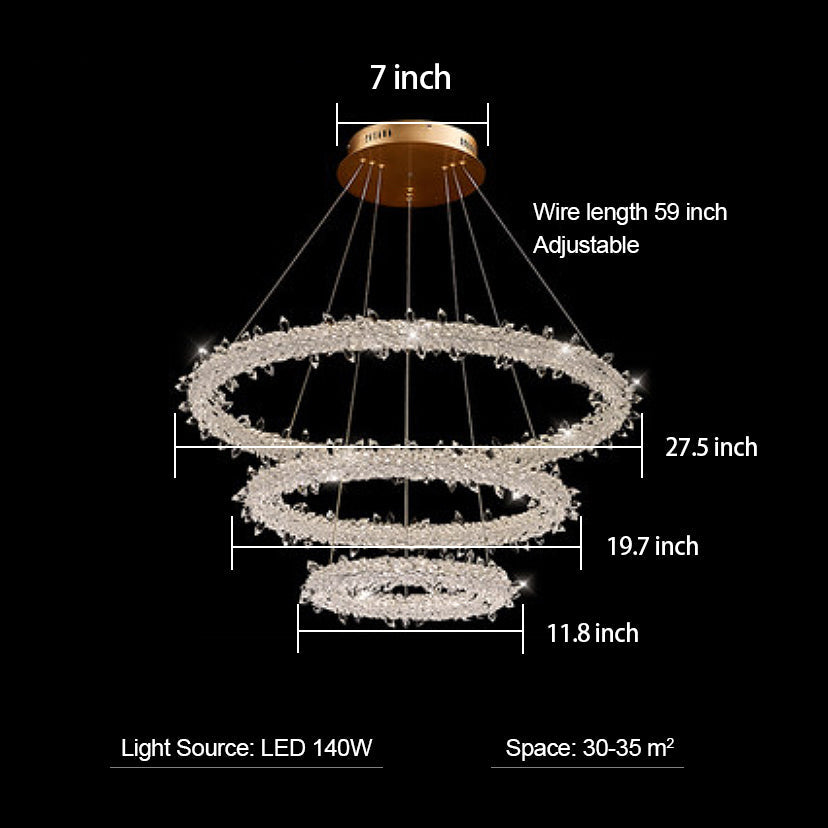 Halo 3-Ring Crystal Round Chandelier