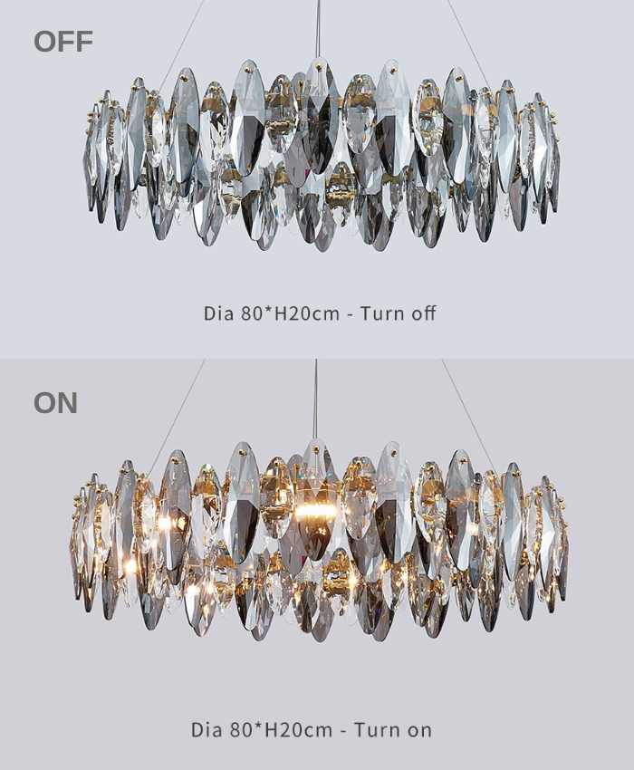 Celestial Leaves Crystal Round Chandelier