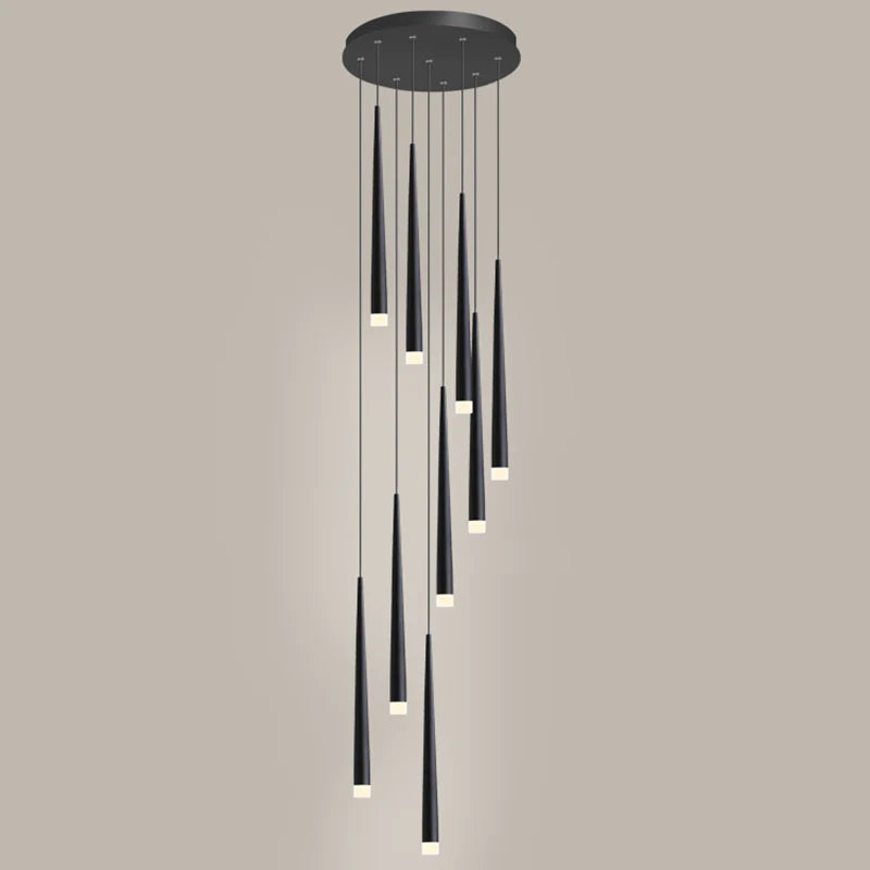 Minimalism Foyer Staircase Chandelier Ceiling Pendant Lighting Fixture For Living Room Entryway In Gold/ Black Finish