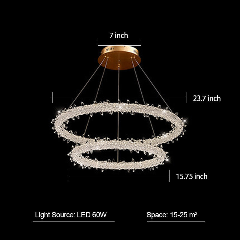 Halo 3-Ring Crystal Round Chandelier