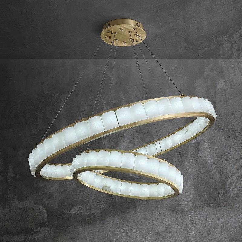 Alabaster Anne Circle Round Chandeliers