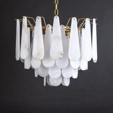 Alabaster Foyer Art Chandelier 16.9" H / 21.7" H