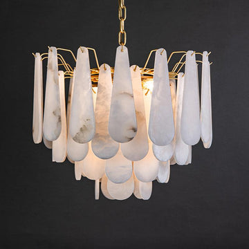 Alabaster Foyer Art Chandelier 16.9" H / 21.7" H