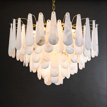 Alabaster Foyer Art Chandelier 16.9" H / 21.7" H