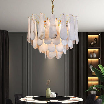 Alabaster Foyer Art Chandelier 16.9" H / 21.7" H