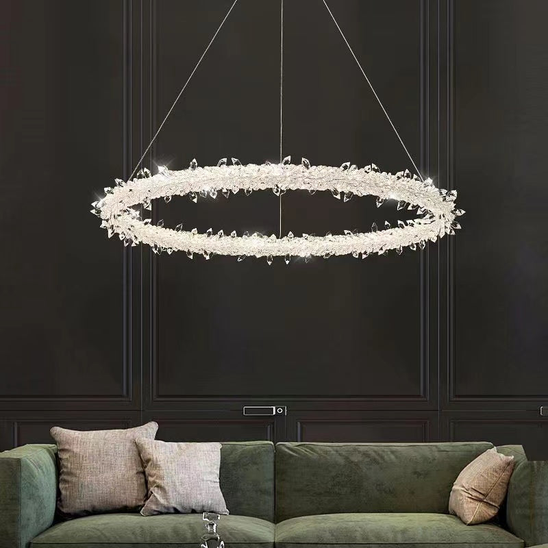 Halo 3-Ring Crystal Round Chandelier