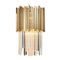 Bourbons Gold Clear Crystal Wall Sconce H