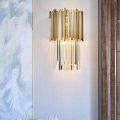 Bourbons Gold Clear Crystal Wall Sconce H