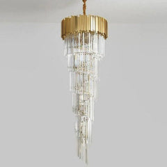 Bourbons Louis 2-Story Crystal Round Chandelier D