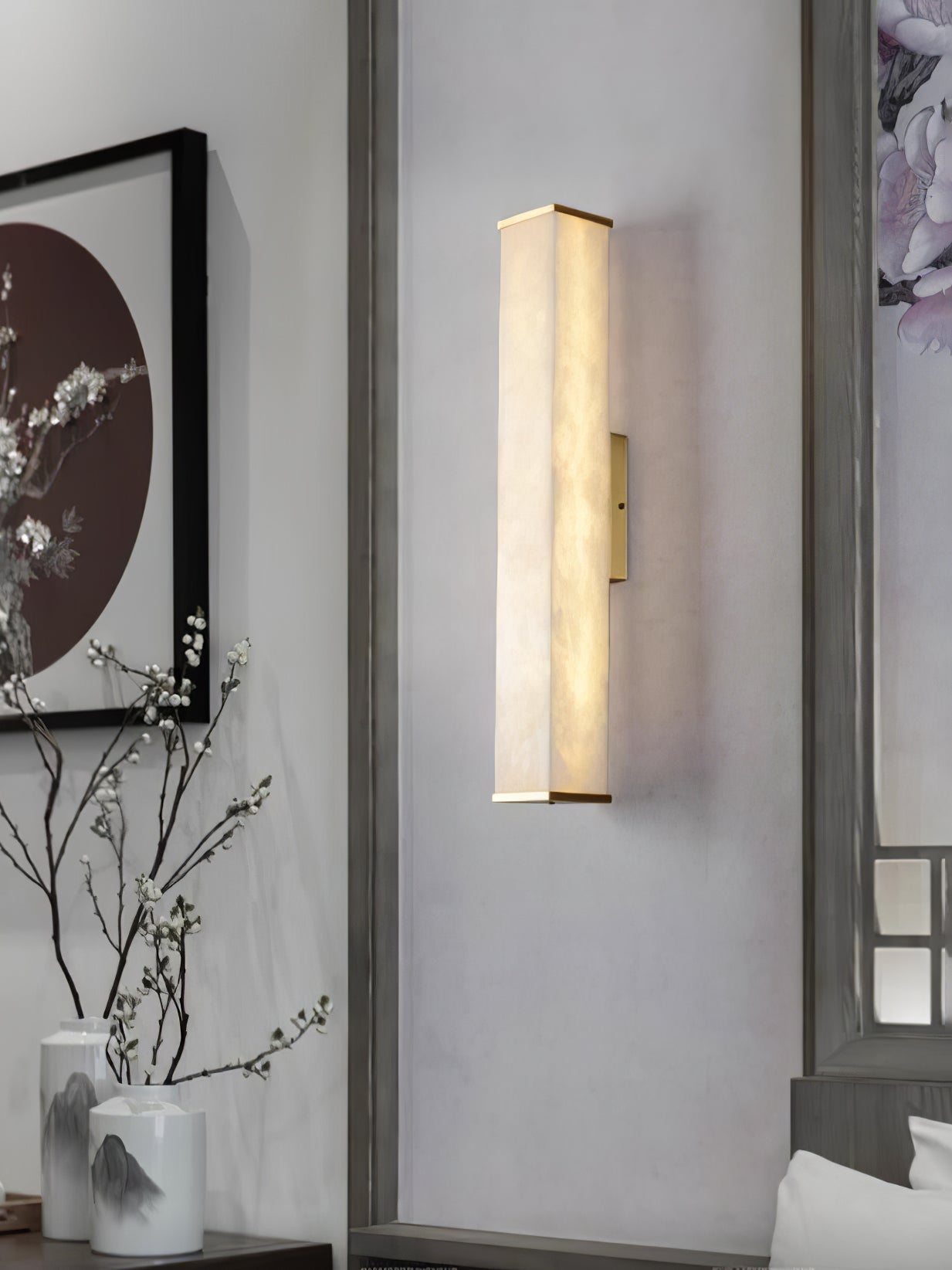 Alabaster Cuboid Wall Light