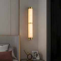 Alabaster Cylindra Brass Wall Light