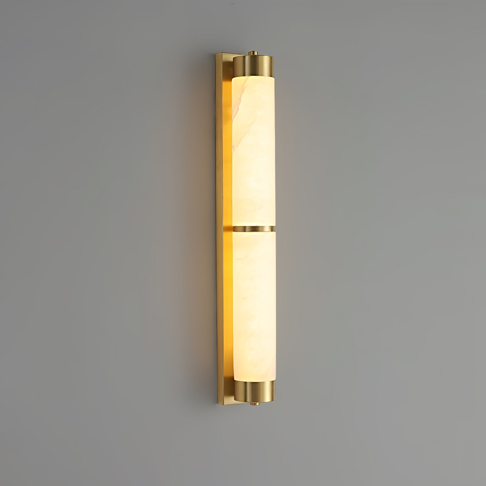 Alabaster Cylindra Brass Wall Light