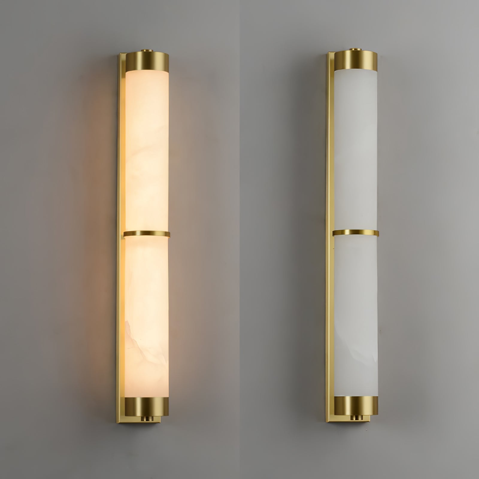 Alabaster Cylindra Brass Wall Light