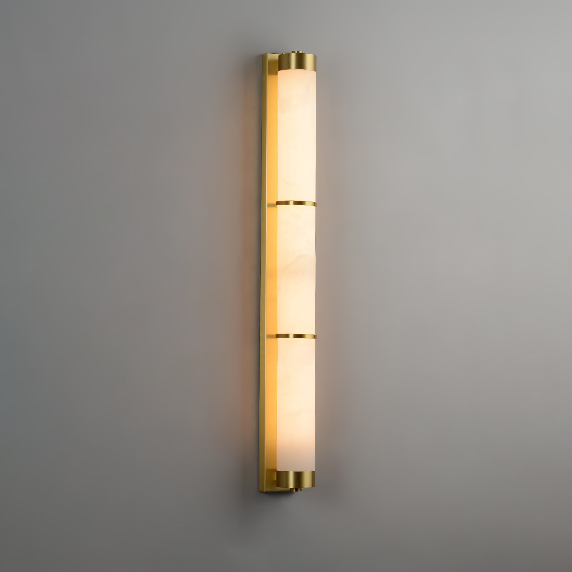 Alabaster Cylindra Brass Wall Light