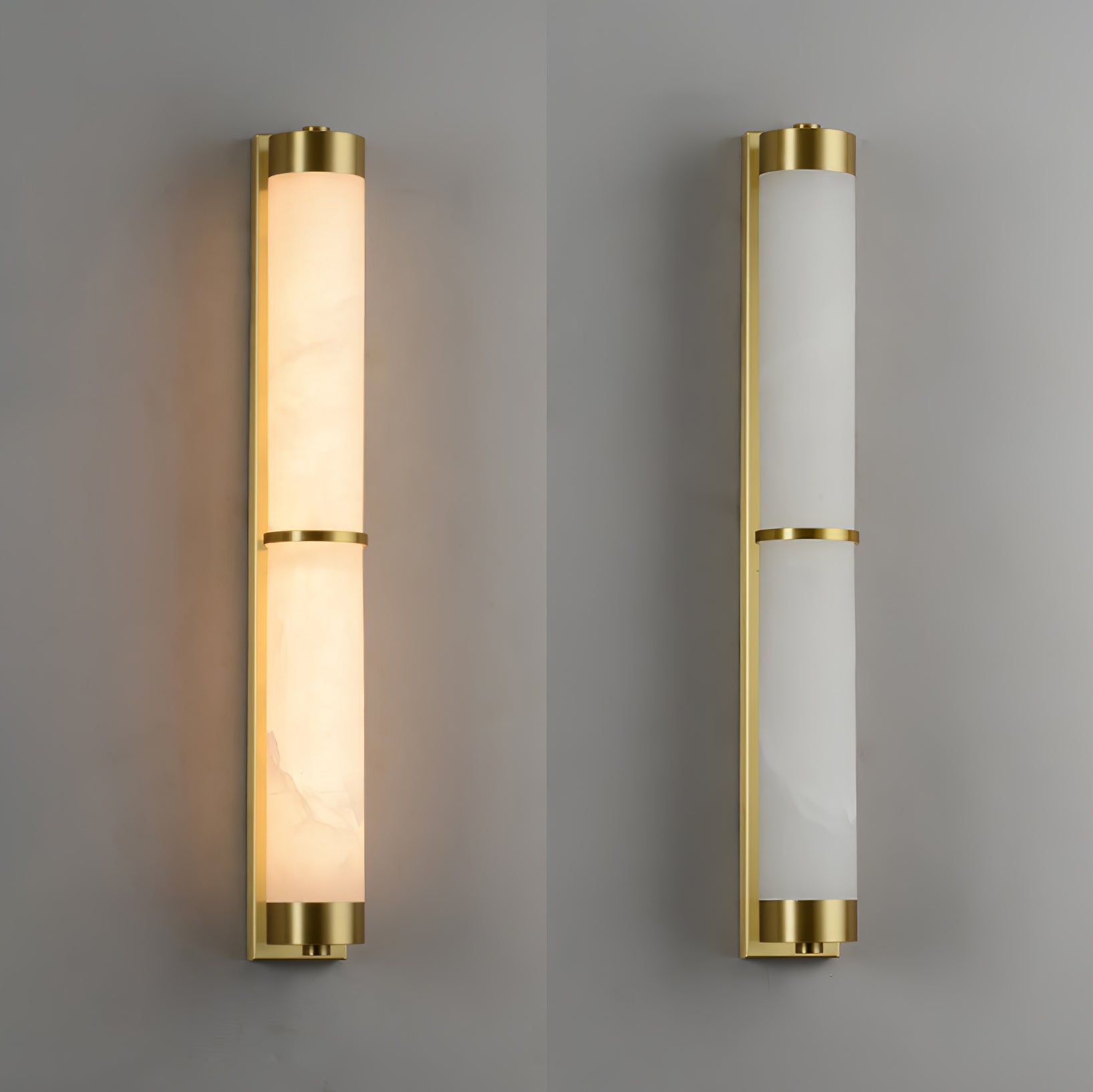 Alabaster Cylindra Brass Wall Light