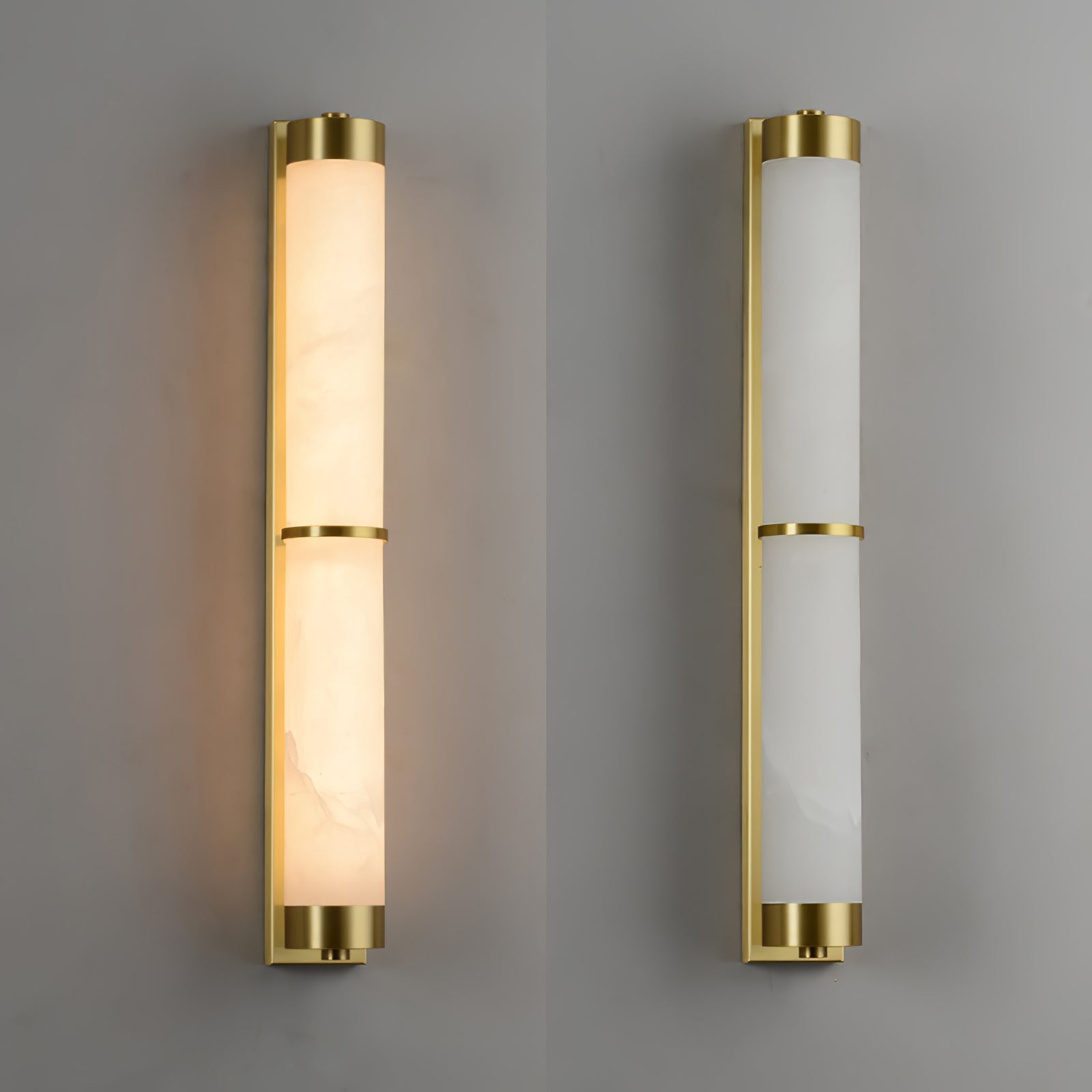 Alabaster Cylindra Brass Wall Light