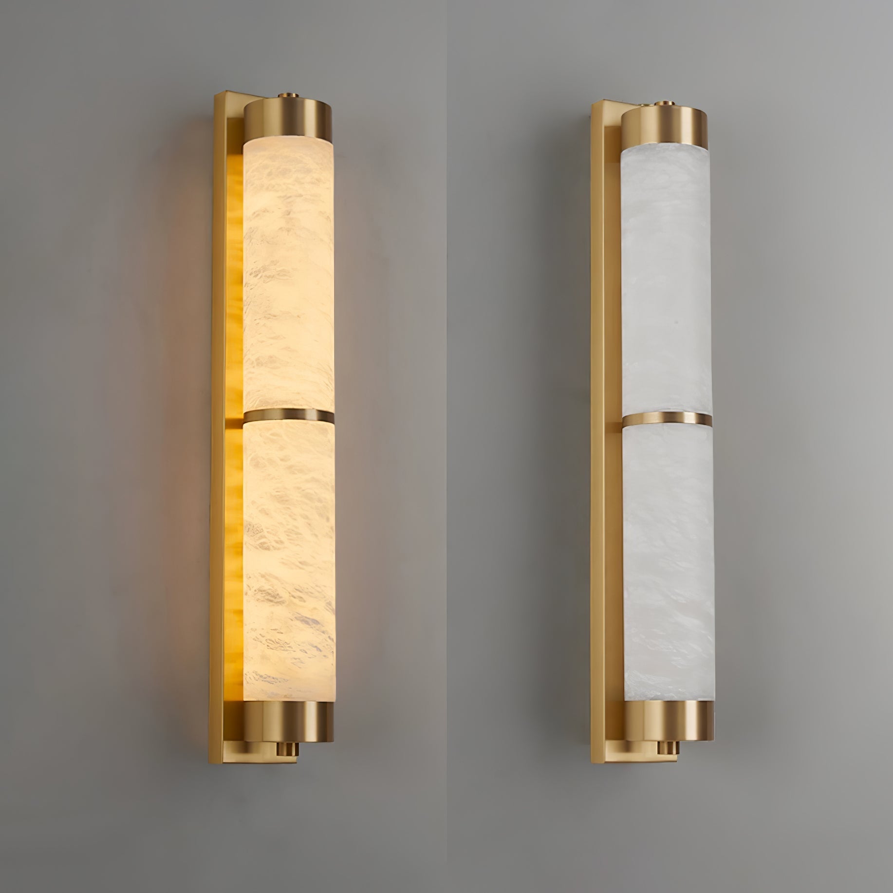 Alabaster Cylindra Brass Wall Light