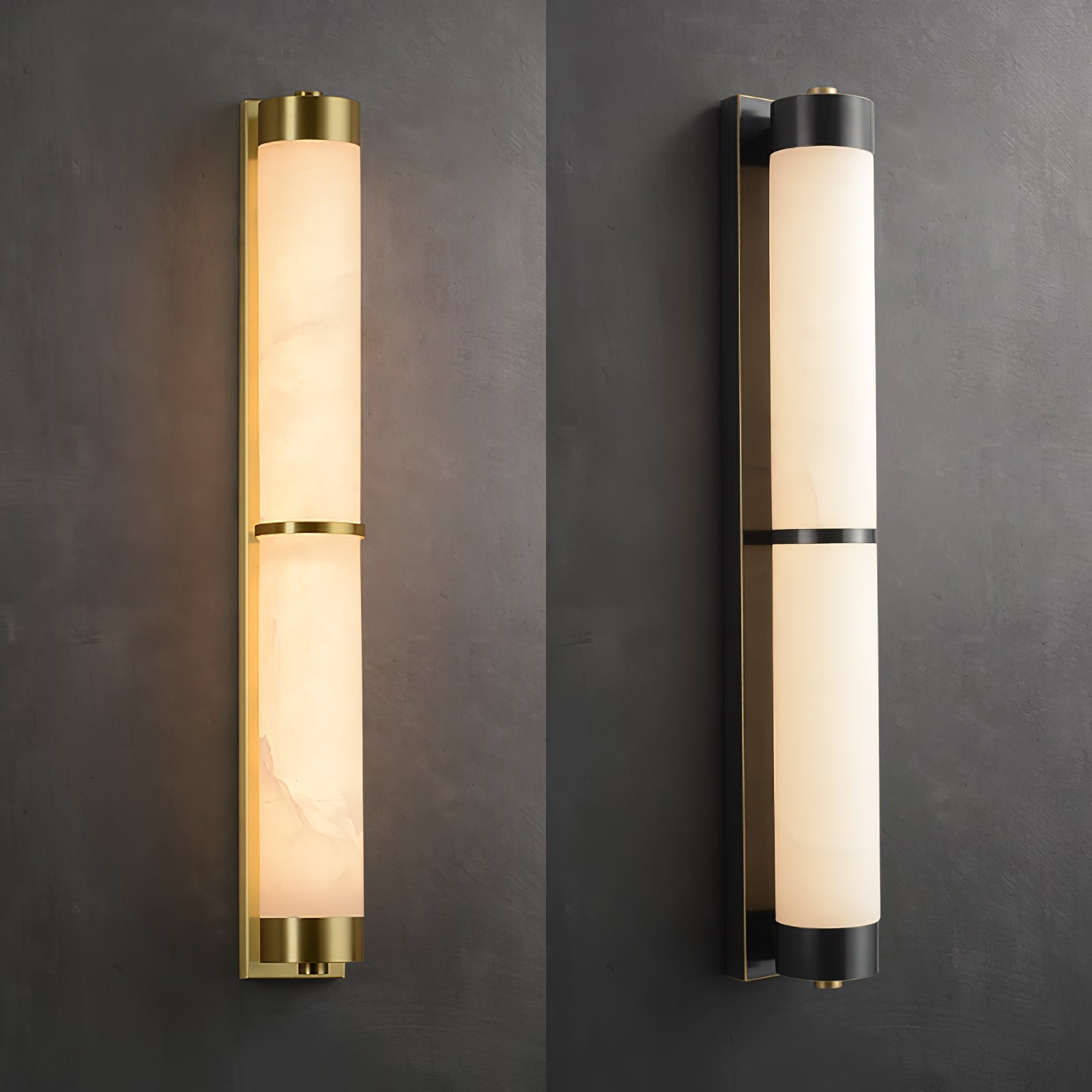 Alabaster Cylindra Brass Wall Light