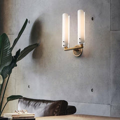 Alen Double White Glass Shad Wall Sconce