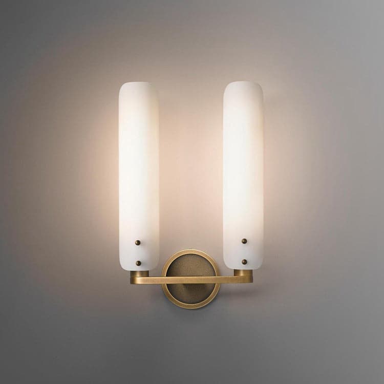 Alen Double White Glass Shad Wall Sconce