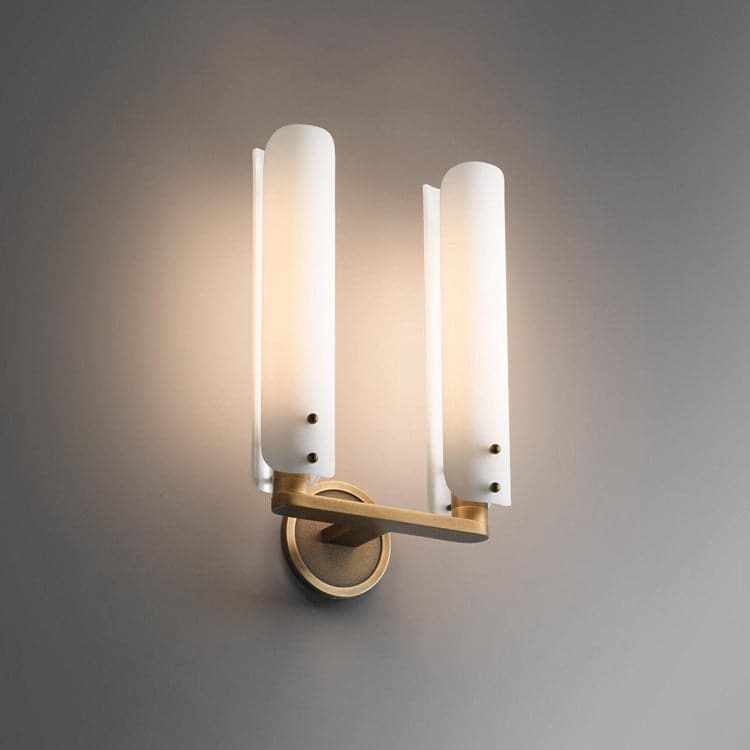 Alen Double White Glass Shad Wall Sconce