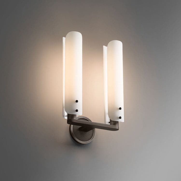 Alen Double White Glass Shad Wall Sconce