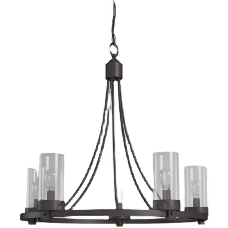 Matte Black/ Chrome Farmhouse Chandeliers 5-Light Wagon Wheel