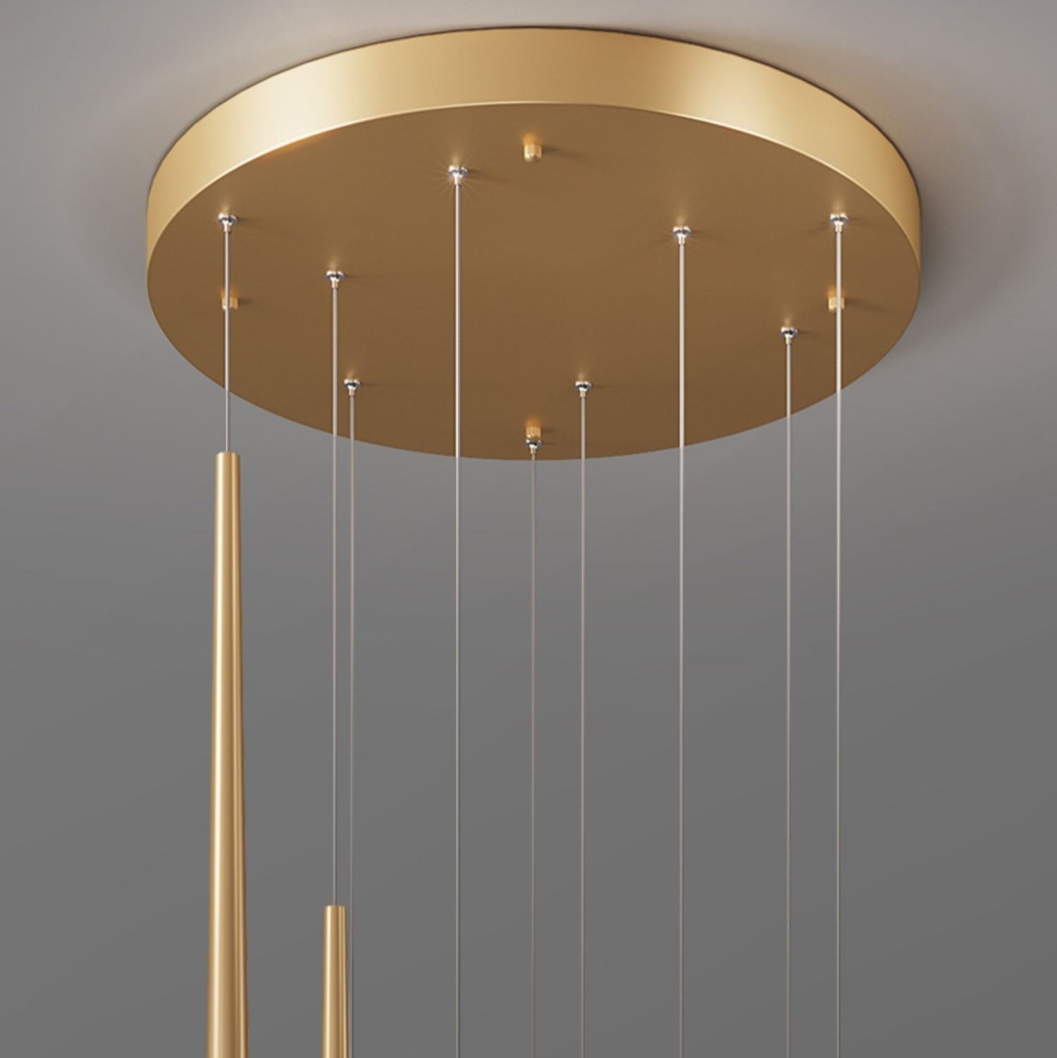 Minimalism Foyer Staircase Chandelier Ceiling Pendant Lighting Fixture For Living Room Entryway In Gold/ Black Finish