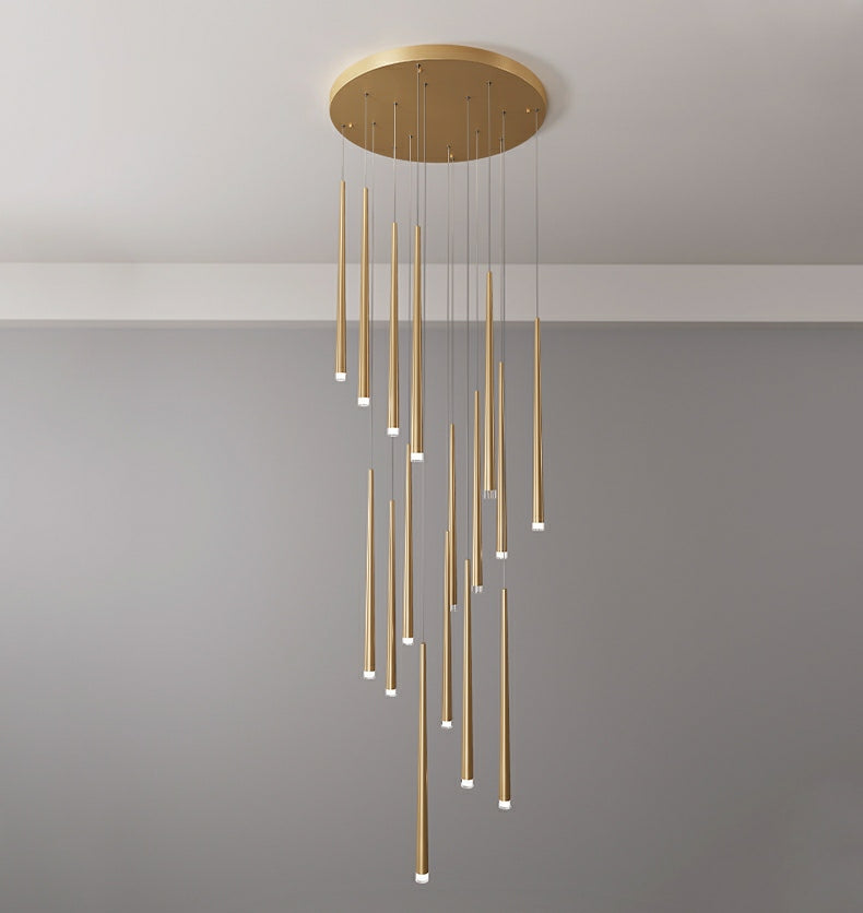 Minimalism Foyer Staircase Chandelier Ceiling Pendant Lighting Fixture For Living Room Entryway In Gold/ Black Finish