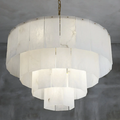 Alabaster Modern Multi-Layer Round Chandelier 20“ H