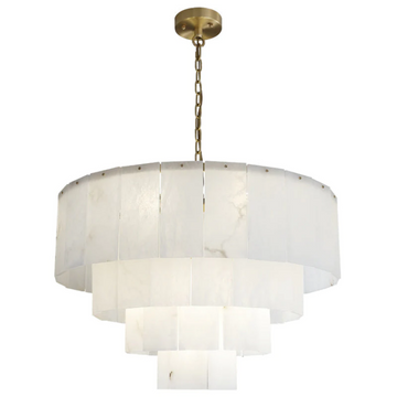 Alabaster Modern Multi-Layer Round Chandelier 20“ H