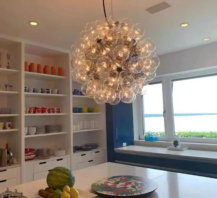 Italian Designer Creative Glass Ball Chandelier Scandinavian Dandelion Hallway/Entryway/Staircase Light Fixture